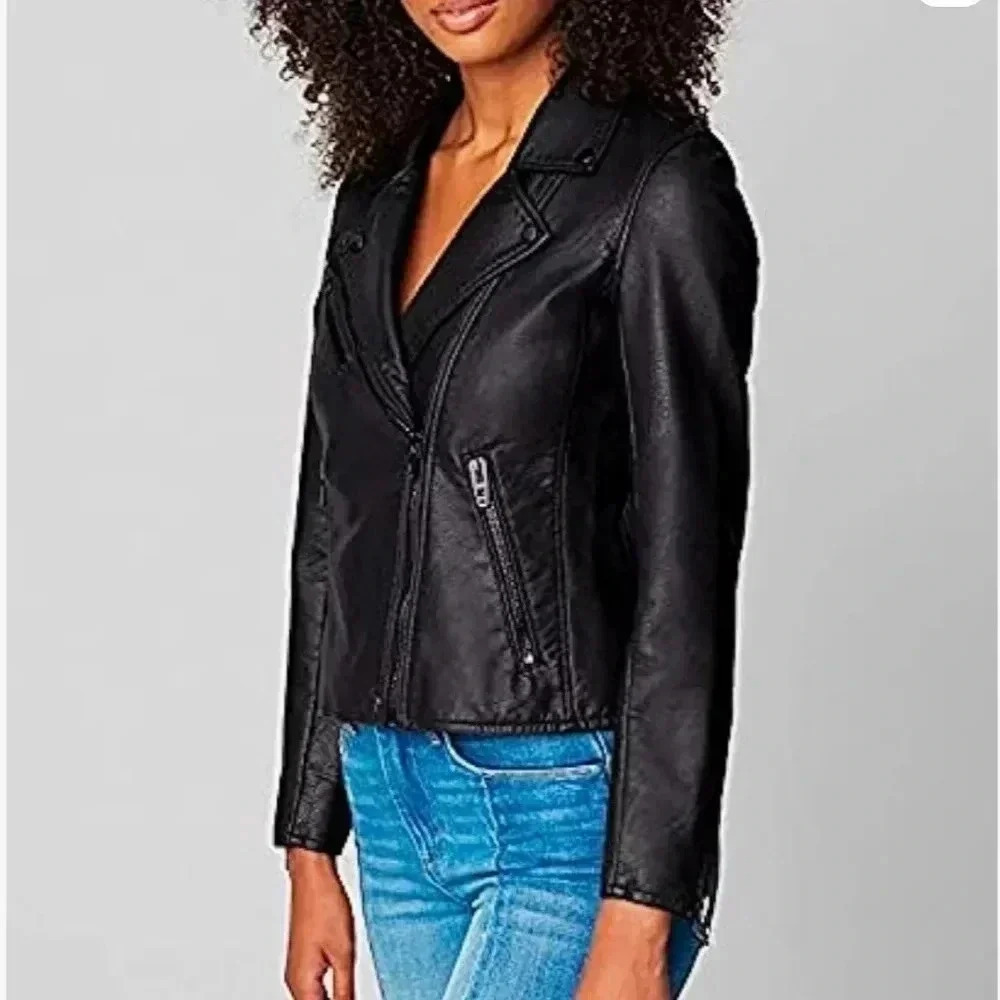 Blank NYC Womens Luxury Clothing Semi Fitted Vegan Leather Motorcycle J… - Picture 3 of 12